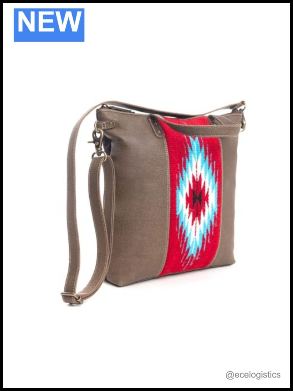 Upcycled Leather & Canvas Western Hobo Shoulder Bag